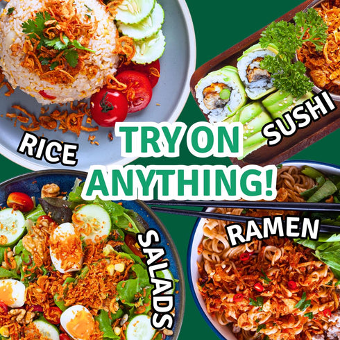 5.47 MaeMai MILD Spice - Crispy Onions & Garlic Flakes - Keto, Healthy Seasoning, Salad Toppings, Fried Garlic - Ramen