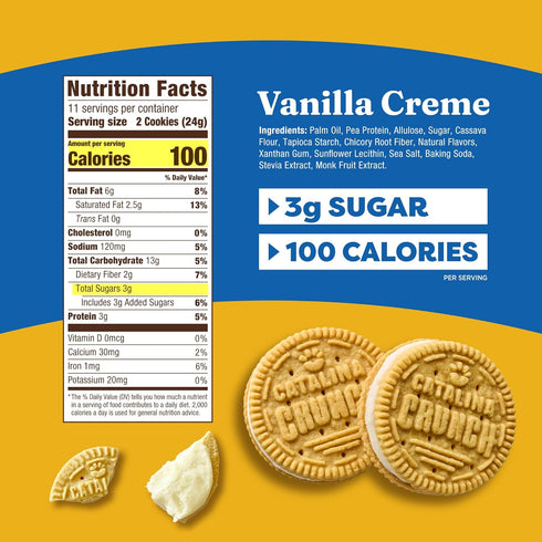 4g 8.9 oz. (21 Count) Catalina Crunch Protein Cookies, Protein per Serving - Low-Sugar Sandwich Cookies - Gluten Free