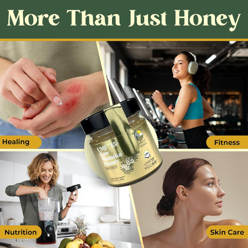 15+ 515+ (250g 8.8oz) Immune Center of Paradise Raw Manuka Honey Certified UMF | MGO / Glass Jar - Pure & Natural New
