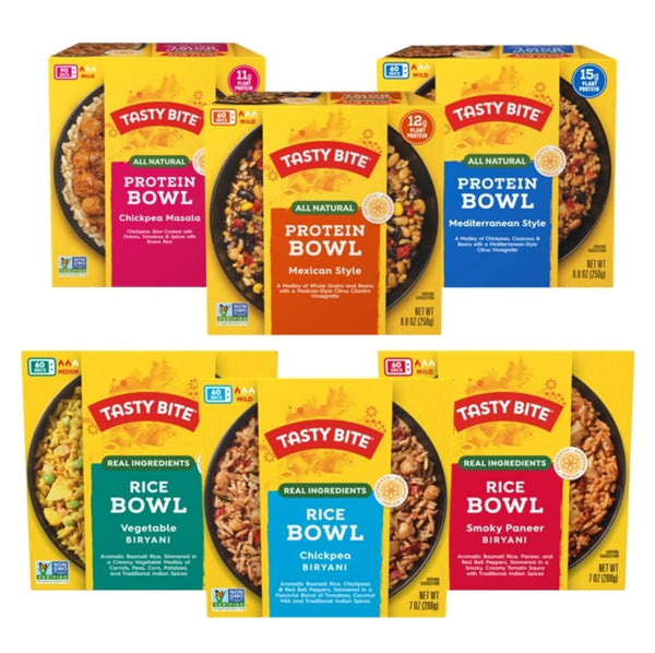Tasty Bite Bowls Variety, Pack of 6, Mexican Protein, Mediterranean Protein, Indian