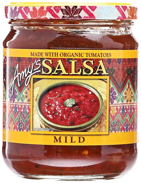 Amy's Salsa, Mild Salsa, Made With Organic Tomatoes, Gluten Free, Vegan Snacks,