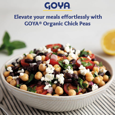 15.5 (Pack 8) Goya Organic Chick Peas Garbanzo Beans, Low Sodium with Sea Salt, Ounce