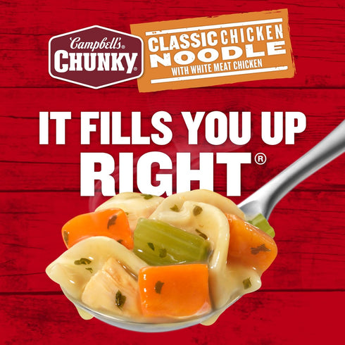 16.1 Oz 8) Campbells Chunky Soup, Classic Chicken Noodle Soup, Can (Case