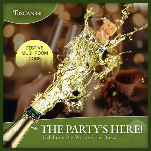 25.4oz (2 Pack) Tuscanini Sparkling Bianco Grape Juice, | Non-Alcoholic Celebration Drink | Festive Mushroom Cork |