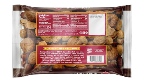 16.0 oz. (Pack 4) Diamond of California In-Shell Mixed Nuts, Bag