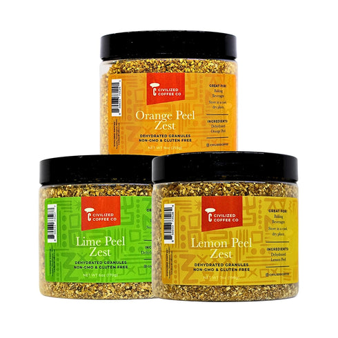 Civilized Coffee Orange Peel Zest Dehydrated Granules for Baking & Drinks, Non-GMO & Gluten Free Jar (9 oz)