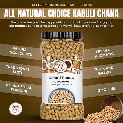 TAJ Gourmet Foods 4-Pounds TAJ Garbanzo Beans Dry | Kabuli Chana | Product of India