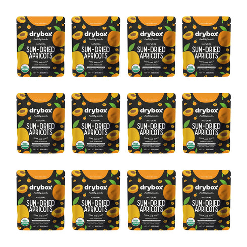 Drybox Unsulfured Sun Dried Turkish Apricots 12 Lunch Packs, Unsweetened No Sugar