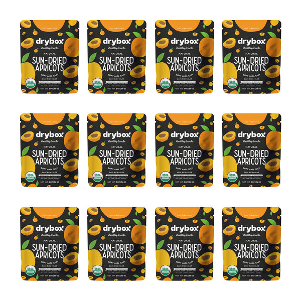 Drybox Unsulfured Sun Dried Turkish Apricots 12 Lunch Packs, Unsweetened No Sugar