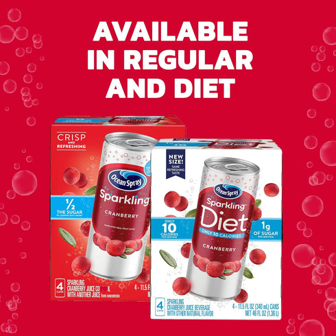 11.5 Oz 4 Count (Pack 24) Ocean Spray Sparkling Diet Cranberry Juice Drink, Fl Cans
