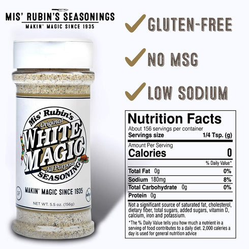 Gourmet All-Purpose Seasoning (5 oz.) Original White Magic Dry Rub Spice Powder Best Served on Seafood, Vegetables, Grilled Chicken, Boneless Pork Chops, and Popcorn
