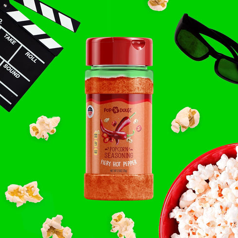 Popcorn Seasoning Fiery Hot Pepper Gourmet Flavoring Variety Pack, 2.5 Ounce, Movie Night Supplies