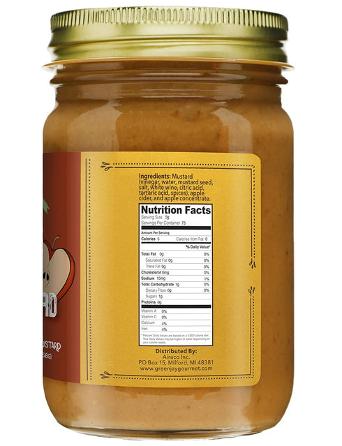 13 Green Jay Gourmet Apple Cider Mustard - Natural Specialty Spread & Condiment - Tangy Handmade Marinade Dressing