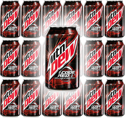 Mountain Dew Code Red , 12oz Can (Pack of 18, Total of 216 Fl Oz)