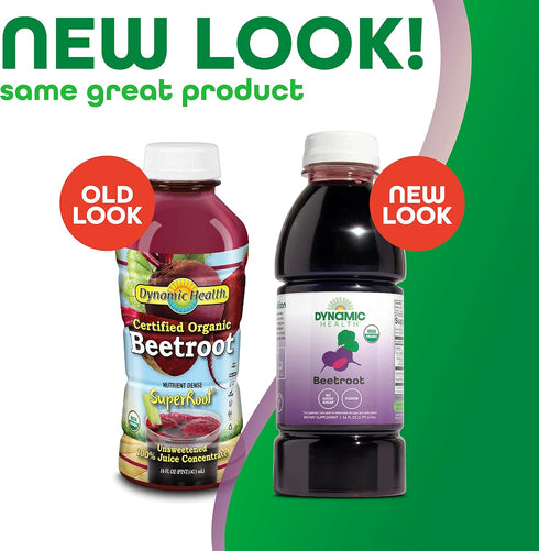 16 oz Dynamic Health Certified Organic Beetroot Juice Concentrate, No Added Sugar, Artificial Colors, Preservatives
