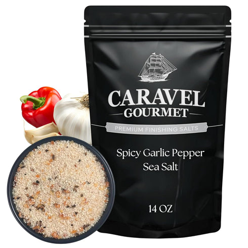 Spicy Garlic Pepper Sea Salt with Bold Heat of Chili Pepper Premium