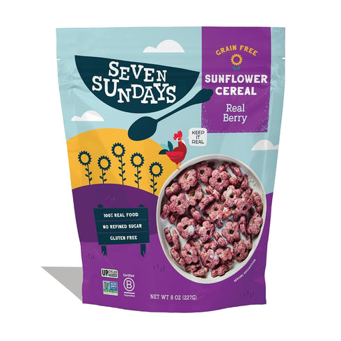 Seven Sundays Sunflower Cereal, Real Berry, 8 Oz Bag, Grain & Gluten