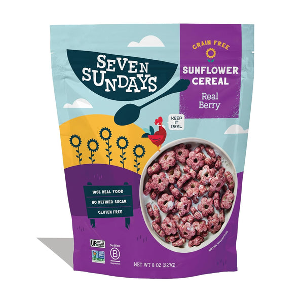 Seven Sundays Sunflower Cereal, Real Berry, 8 Oz Bag, Grain & Gluten