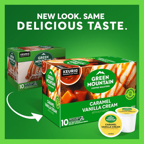 60 Count, (6 Packs 10) Green Mountain Coffee Roasters Caramel Vanilla Cream, Keurig Single Serve K-Cup Pods, Light