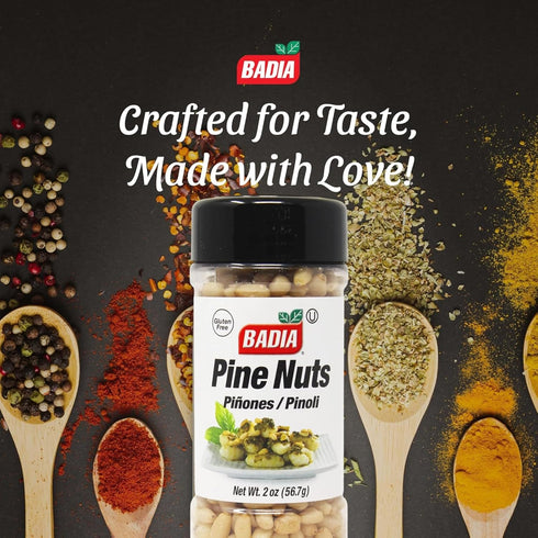 2 oz Badia Pine Nuts, Premium Pine Nuts for Cooking, Salads, Baking, Pesto, Mediterranean Dishes, Snacks & Healthy