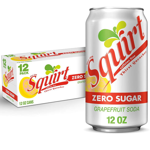 Squirt Zero Sugar Grapefruit Soda, 12 fl oz cans, 12 pack