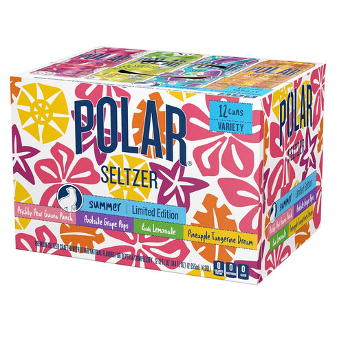 Summer Pack, 12 oz 12 pack Polar Seltzer Limited Edition Sparkling Water, Variety fl cans