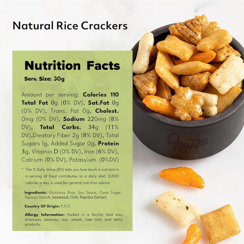 Packed (2 LBS) NUTS U.S. - Oriental Rice Crackers | No Artificial Colors | Crunchy | Natural | in a Resealable Bag