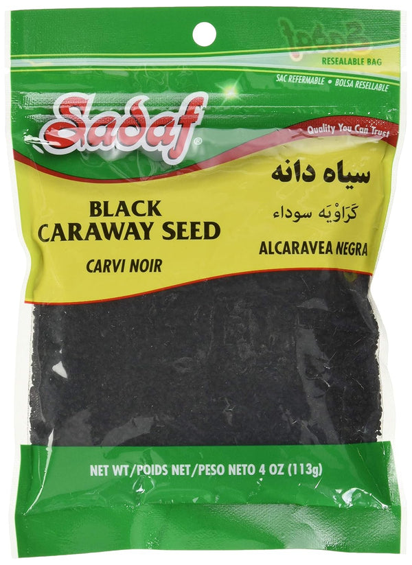 Sadaf Black Caraway Seeds - Nigella Black Seeds for Cooking & Food Seasoning - Kosher - 4 Oz Resealable Bag