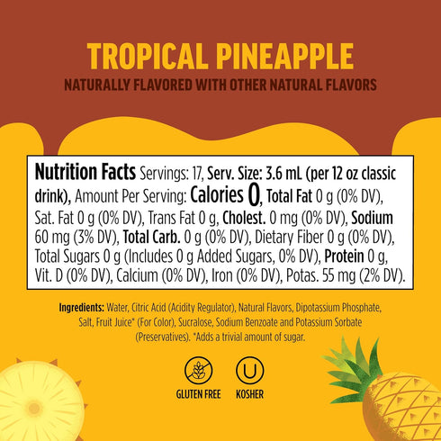 17, 12oz 3 Pack, Ninja Thirsti Flavored Water Drops, FRUITI CHILL Tropical Pineapple, Bold Fruit Flavor, Sparkling