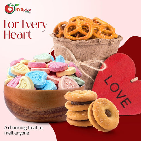 3 NY Spice Shop Conversation Hearts Candy - Pound Heart Shaped Sweet Tarts Bulk - Ideal for Goodie Bags, Candy Bowls
