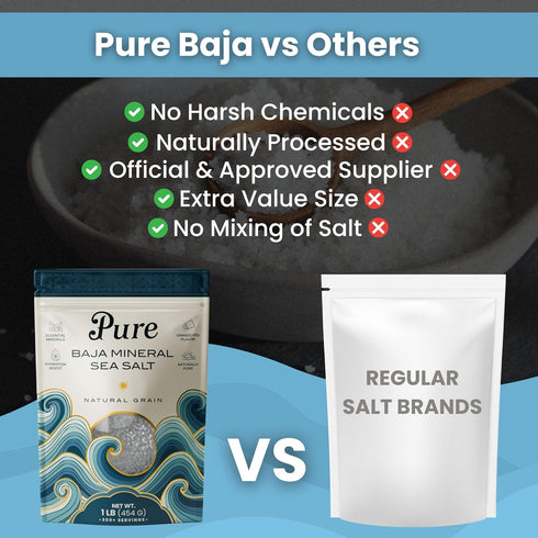 1 lb, 100% Pure Sea Salts Baja Sea Salt Organic, Unrefined, Natural Grain Crystals, Mineral-Rich, Low Sodium