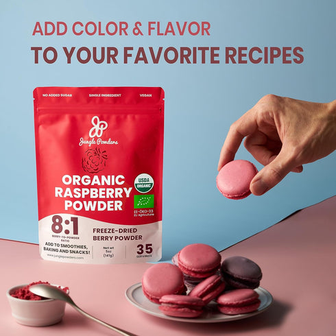 Jungle Powders Passion Fruit Powder Organic Raspberry Powder Bag Bundle, Freeze Dried Passion Fruit Puree Powder