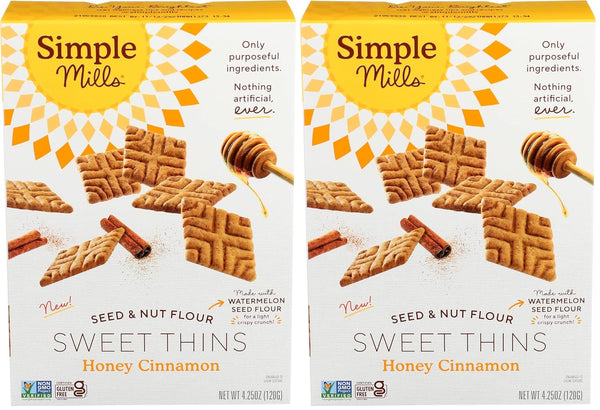 Simple Mills Honey Cinnamon Seed & Nut Flour Sweet Thins,Paleo Friendly &
