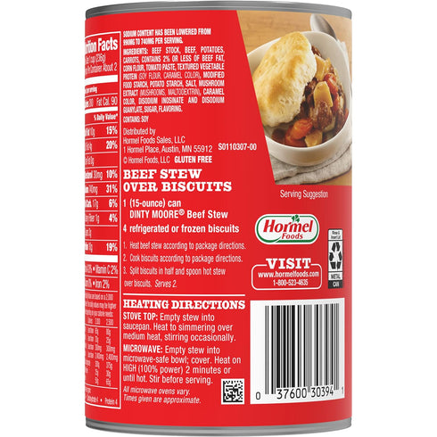 Dinty Moore 25% 15 oz. (12-pack) Beef Stew, Less Sodium, can