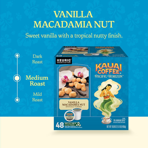 10% 1 Pack 48 Kauai Coffee K-Cup Pods for Keurig Brewers Arabica Coffee, Hawaiian Medium Roast, Vanilla Beans