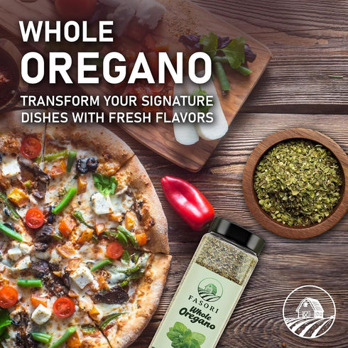 5.5 oz (156 Fasori Oregano Whole Leaves g) Premium Dried Oregano, Aromatic Mediterranean Herb for Italian Cooking