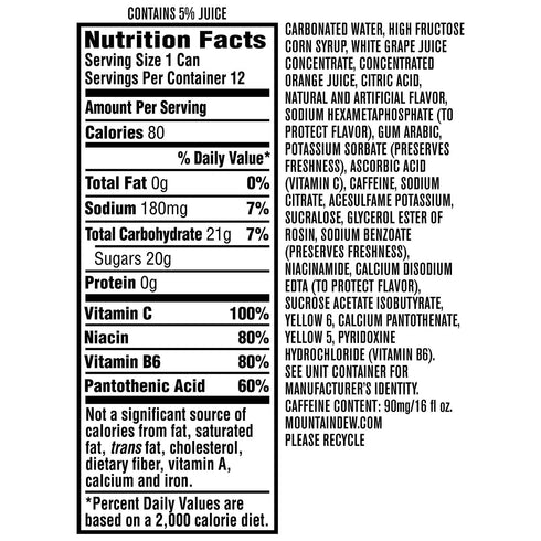 Pepsico Pack 16 Count Mountain Dew Kickstart Energy Drink Variety