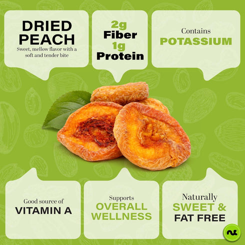 (48oz, 3 LB) NUT CRAVINGS - Dried California Peaches, No Sugar Added, Unsweetened Sweet Healthy Snack, Vegan, Kosher