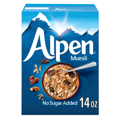 Alpen Muesli No Sugar Added Cereal, Heart Healthy Cereal with Wheat Flakes, Rolled