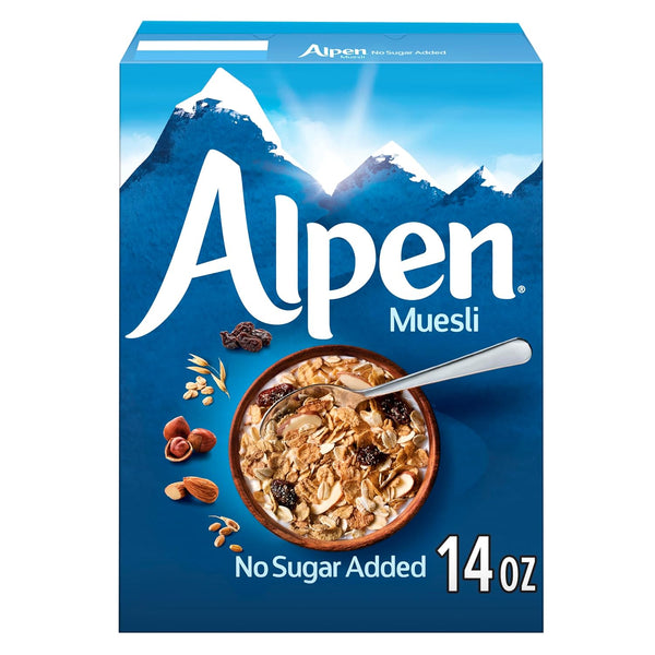 Alpen Muesli No Sugar Added Cereal, Heart Healthy Cereal with Wheat Flakes, Rolled