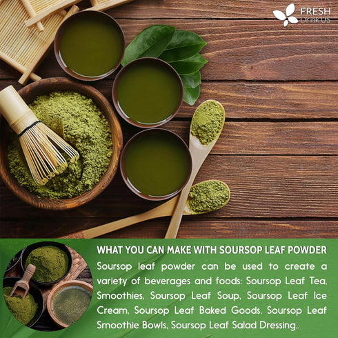 Premium 1oz Soursop Leaf Powder - 100% Natural & Pure from Wildcrafted Soursop Leaves, Graviola Powder, Vegan