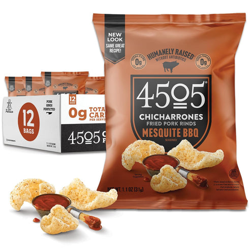 4505 BBQ Seasoned Chicharrones, Fried Pork Rinds - Barbeque Flavored Pork Skins
