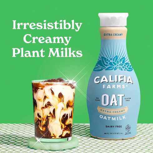 48 Oz, Califia Farms - Extra Creamy Oat Milk, Dairy Free, Plant Based, Vegan, Gluten Free, Non GMO, High Calcium