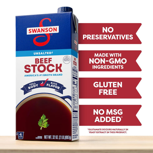 100% 32 Oz (Pack 12) SWANSON S Natural Unsalted Beef Stock, Carton