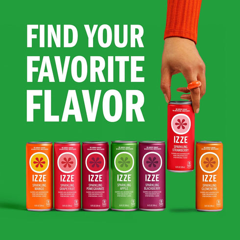 8.4 OZ, 24 IZZE Sparkling Water Juice Beverage Blend, Apple, No Sugar Added, FL Cans