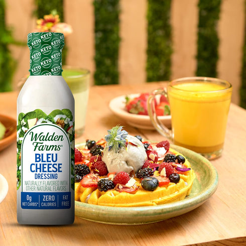 1 Pack 12 oz Walden Farms Bleu Cheese Dressing - Calorie-Free, Gluten-Free, Low Carb, Keto-Friendly, Sugar-Free, Rich