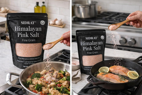 SIDRAT (1 lb, 2 lb) Himalayan Pink Salt Fine, Kosher Certified Fine Grain Pink Himalayan Salt for Cooking, Unrefined