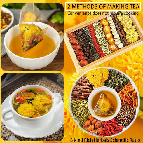 8 (2BOX (30Bag)) Goji Berry Chrysanthemum Tea for Liver Health, Dandelion Wolfberry Tea Bags, Excellent Raw Material