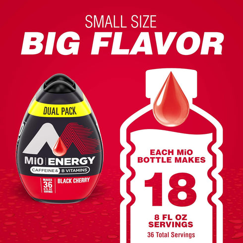 1.62 Oz (Pack 2) MiO Energy Black Cherry Naturally Flavored Liquid Water Enhancer, Fl