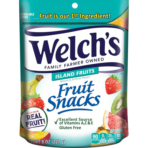 Welch's Fruit Snacks, Island Fruits Snack Pack, Gluten Free, 8oz Snack Pack